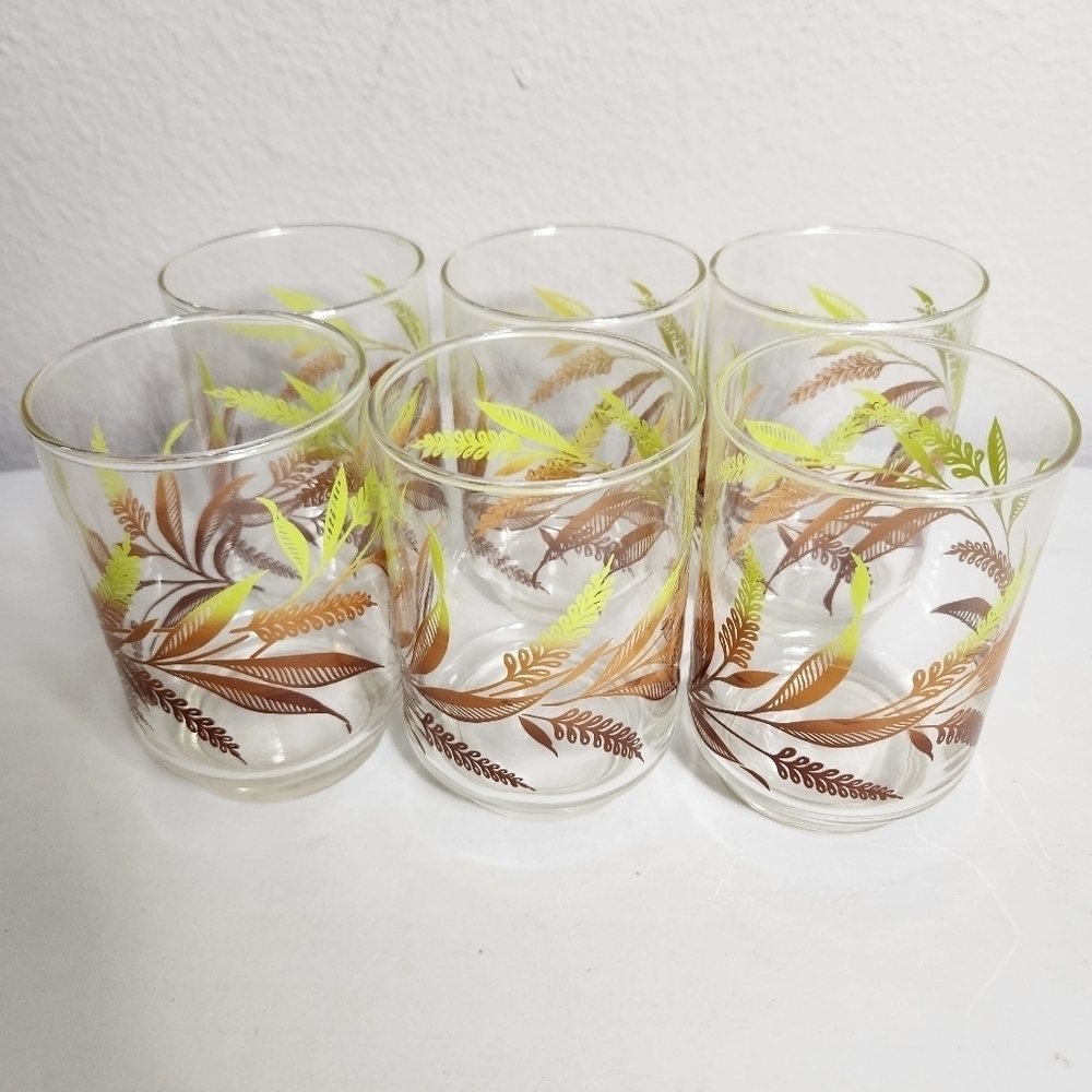 Libbey Vintage MCM Golden Wheat Glasses Juice Glasses-Set of 6